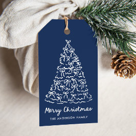 Nyckfull julgransslinga marinblå jul presentetikett