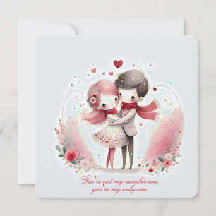 Nyckfull kärleksfull valentinpar julkort