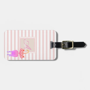 Nyckfull katt rosa rand monogram-personlig bagagebricka