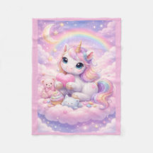 Nyckfull Kawaii Pastell Enhörning & Vänner På Moln
