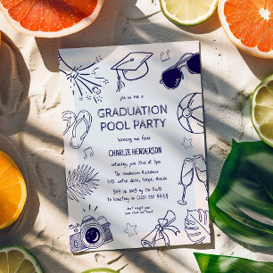 Nyckfull Klotter-Examen Poolparty Inbjudningar