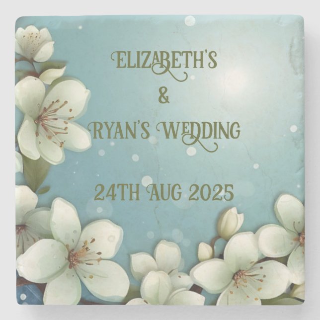 Nyckfull körsbärsblomma med gnistrande detaljer stenunderlägg (Framsidan)