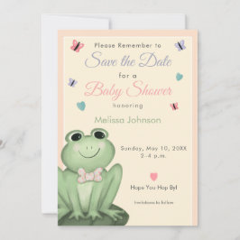 Nyckfull Krämrosé Groda Baby Shower Inbjudan