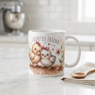 Nyckfull Kyckling Duo Cottagecore Akvarell Kaffemugg