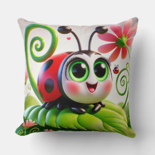 🐞 Nyckfull Ladybug Karaktärsdesign För Barnrum Kudde
