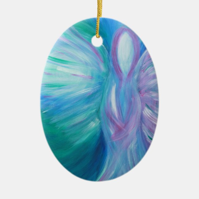 Nyckfull läka konst för blåttängel julgransprydnad keramik (Framsidan)