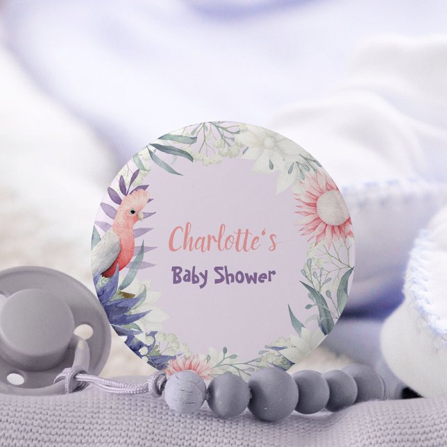 Nyckfull Lavendel Blommig Bebis Bebisfest Minnessa Knapp (Enchanted Lavender Keepsake Baby Shower ©Susanne Sachers - Sunny Mind 🌞)