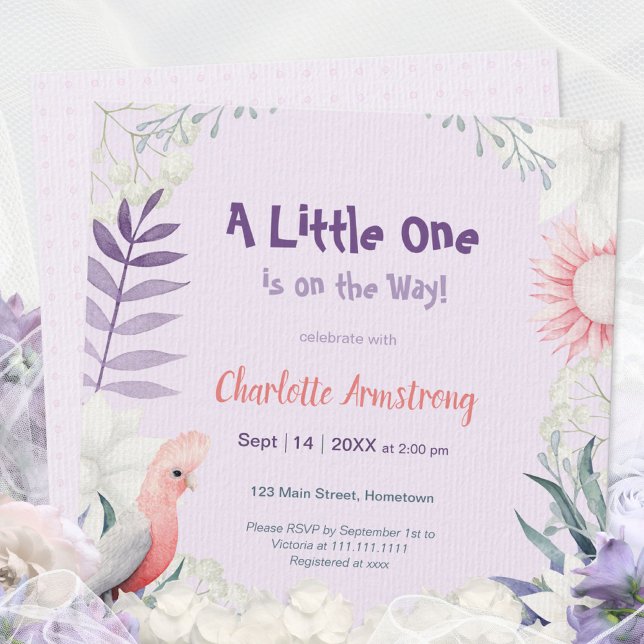 Nyckfull Lavendel Könsneutral Bebis-fest Inbjudningar (Enchanted Lavender Garden Gender-Neutral Baby Show Invitation ©Susanne Sachers - Sunny Mind 🌞)