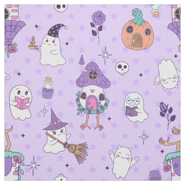nyckfull lila halloween kuslig spöke skrämmande tyg (Provkarta)