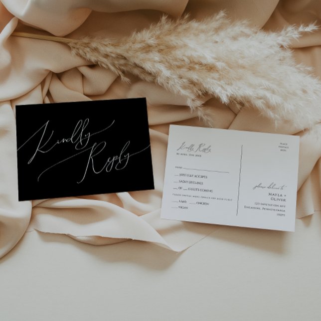 Nyckfull Minimal Skrift | Svart Meny Val RSVP (Skapare uppladdad)