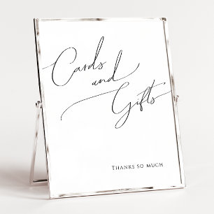 Nyckfull minimalistisk skriptkort och present skyl poster