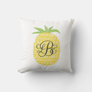 Nyckfull Monogrammed hand plockadeananas Kudde