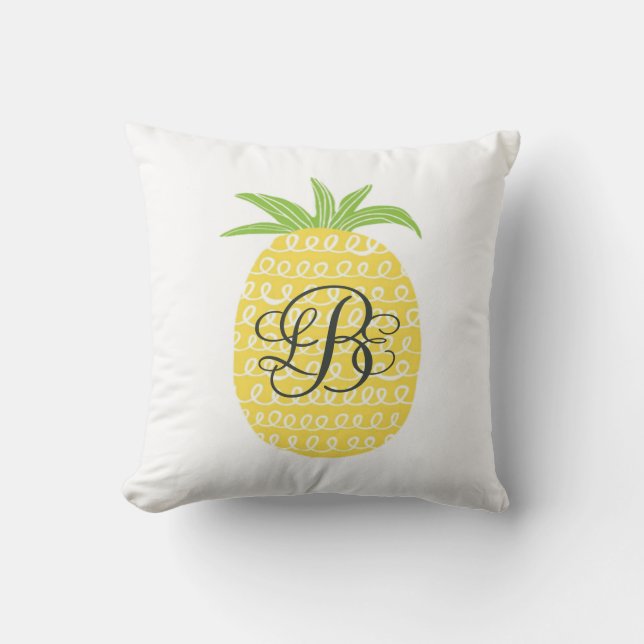 Nyckfull Monogrammed hand plockadeananas Kudde (Framsida)