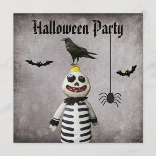 Nyckfull monster- & kråkadamasthalloween fest inbjudningar