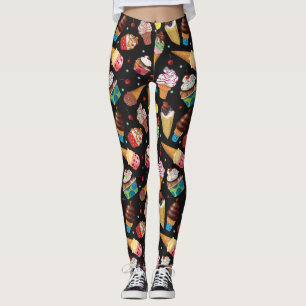 Nyckfull mönstrad damaskersvart för glass leggings