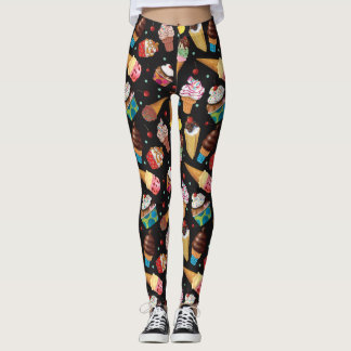Nyckfull mönstrad damaskersvart för glass leggings
