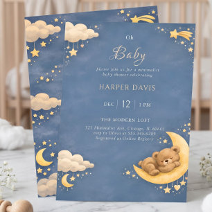 Nyckfull natthimmel på Baby Shower för Sömniga Bjö Inbjudningar