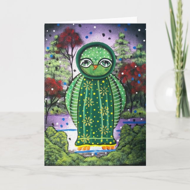 Nyckfull Nigh uggla för FOLK KONST VID det LORI Kort (Framsida)