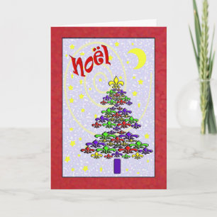Nyckfull Noel Fleur de Lis julgran Helgkort