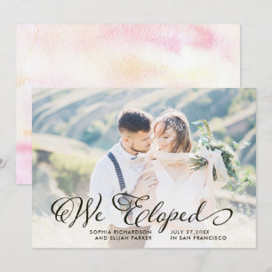 Nyckfull ord Eloped vi fotomeddelandet Inbjudningar