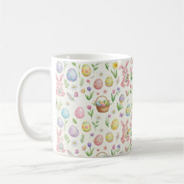 Nyckfull Påskhare i Pastell & Blommönster Kaffemugg
