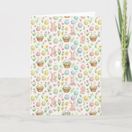 Nyckfull Påskhare i Pastell & Blommönster Kort