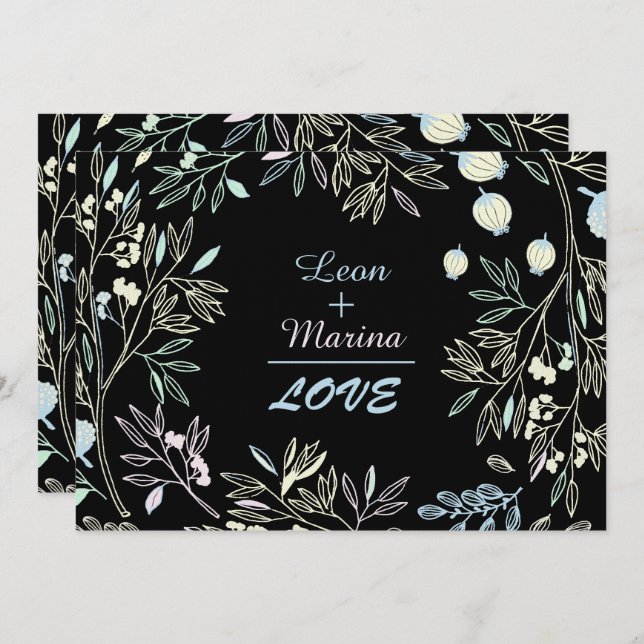 Nyckfull pastellfärgad inbjudan för (Fram/baksida)