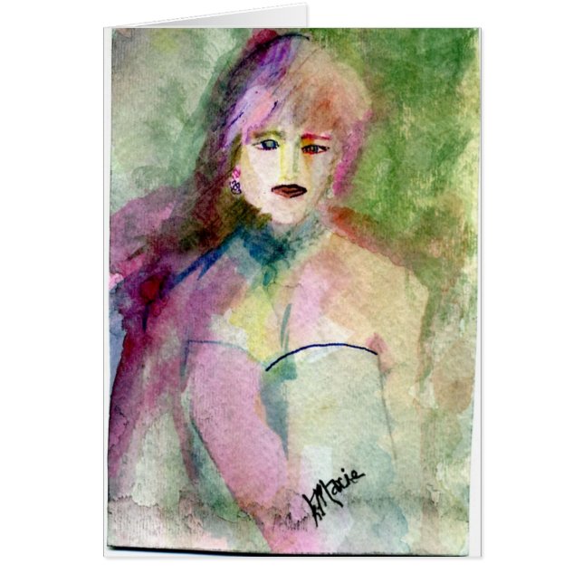 Nyckfull porträttering för damDi Hälsningskort (Framsidan)