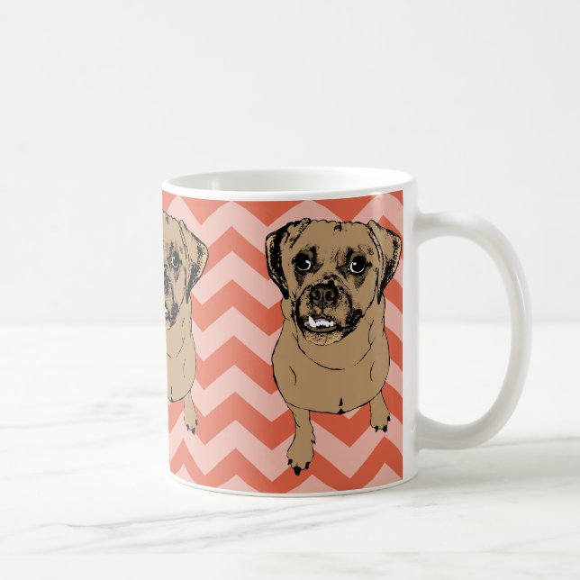 Nyckfull Puggle Monochromatic orange sparremugg Kaffemugg (Höger)