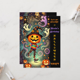Nyckfull Pumpahuvud Häxa Halloweenfest Inbjudningar