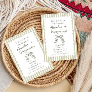 Nyckfull randig grön champagne Nyckfull Inbjudningar