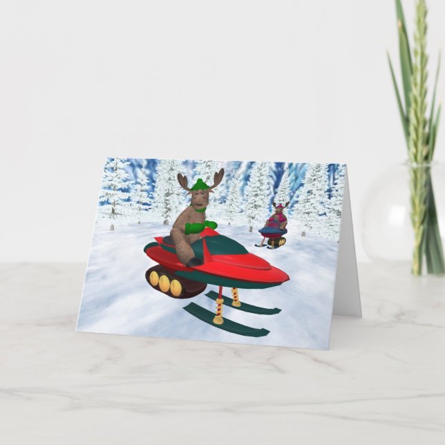 Nyckfull ren på Snowmobiles Helgkort (Framsida)