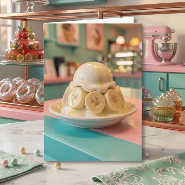 Nyckfull Resin Banan Sundae Systerns Födelsedag Kort (Skapare uppladdad)