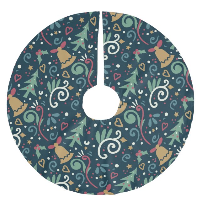 Nyckfull rolig vinter jul grafiska bilder julgransmatta borstad polyester (Framsidan)