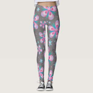 Nyckfull rosa damasker för blommastrukturYoga Leggings
