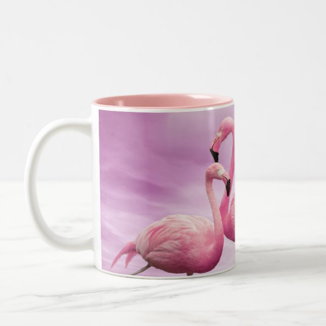 Nyckfull rosa Flamingosmugg Två-Tonad Mugg (Vänster)