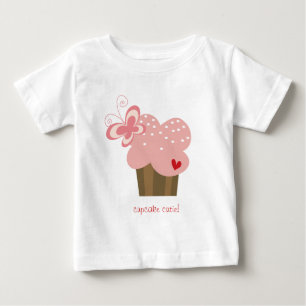 Nyckfull rosa födelsedag för muffinfjärilsflick t shirt