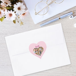 Nyckfull Rosa Monogram Hjärtformad Fotokollage Hjärtformat Klistermärke