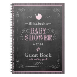 Nyckfull rosa svart tavlababy showerGuestbook Anteckningsbok