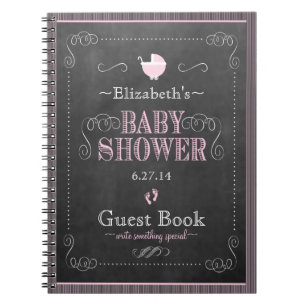 Nyckfull rosa svart tavlababy showerGuestbook Anteckningsbok