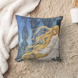 Nyckfull Sagostil Vintage Rapunzel Art Nouveau Kudde