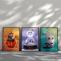 Nyckfull skogstrio : Räv, Uggla, & Kanin