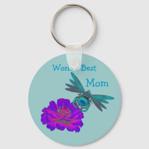 Nyckfull sländablomma Keychain för bäst mamma Nyckelring