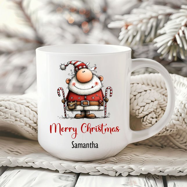 Nyckfull Snurrig Tomte Rolig Kaffemugge Kaffemugg (Whimsy Quirky Santa Claus Funny Coffee Mug)