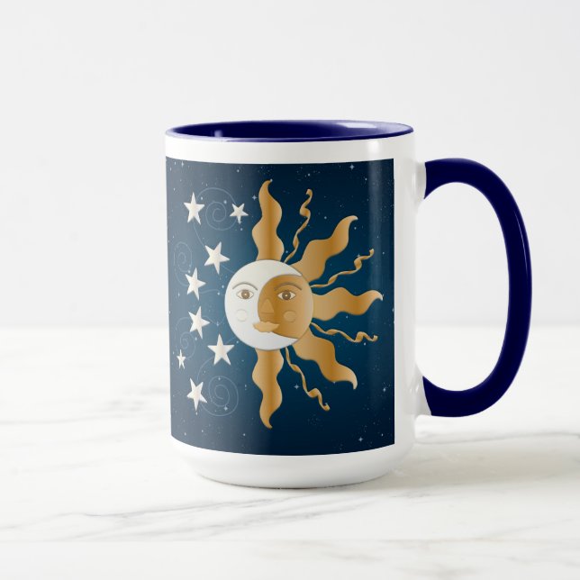 Nyckfull sol, måne och stjärnor mugg (Höger)