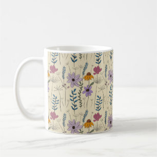 Nyckfull sömlös blommönster kaffemugg