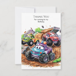 Nyckfull Söt Monster Truck Födelsedag Tack Kort