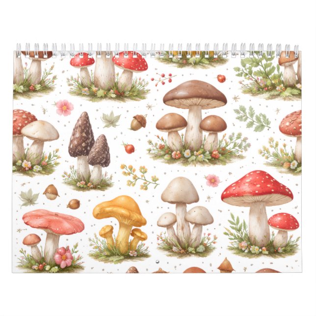 Nyckfull Svampmönster – Vintage Botanik Kalender (Omslag)
