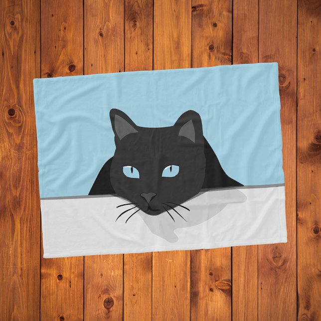 Nyckfull svart katt fleecefilt (Whimsical Black Cat Blanket: Cozy Comfort for Cat Lovers! 😺🐾)