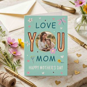 Nyckfull Teal Foto Kärlek till dig Mamma Mors dag Kort